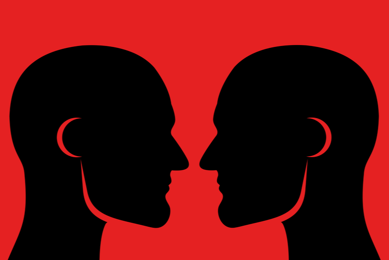 Two faces next to each other